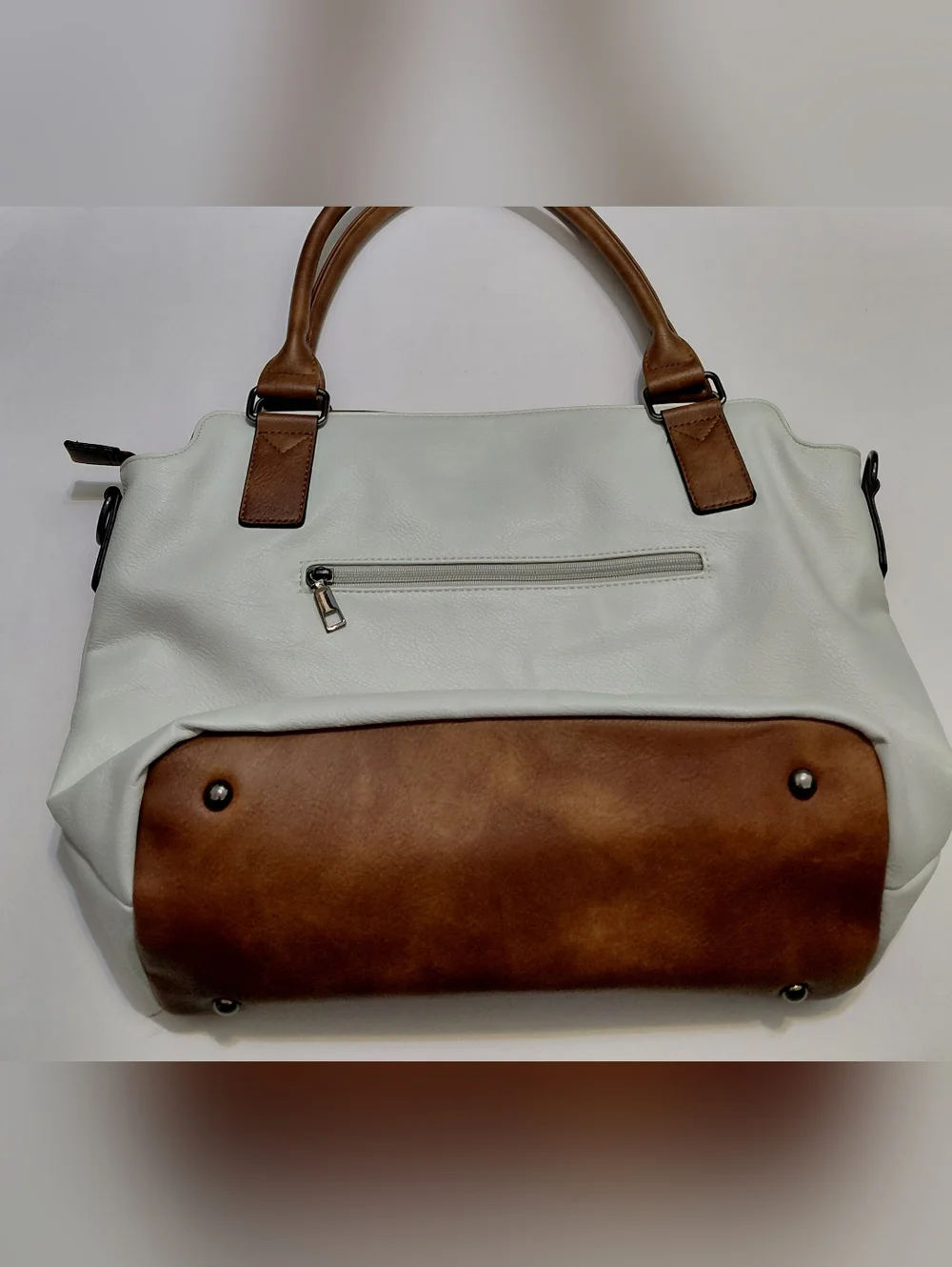 CLUCI Women’s Vegan Leather Cream  Hobo  Bag Large Tote with Brown Trim